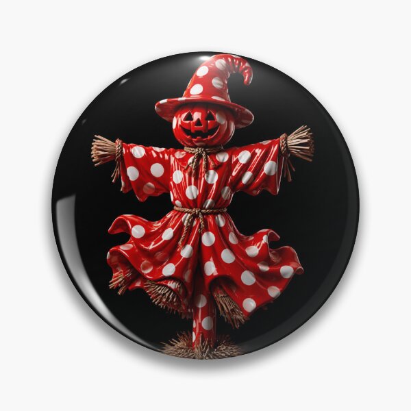 Item preview, Polka Dot Pumpkin Scarecrow in Witch Hat designed and sold by YourColorsWall.