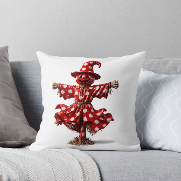 Item preview, Polka Dot Pumpkin Scarecrow in Witch Hat designed and sold by YourColorsWall.