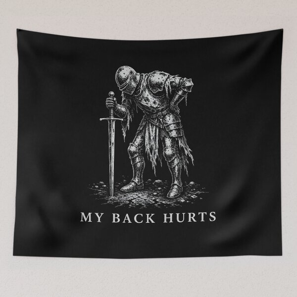 Item preview, My Back Hurts Knight Shirt, Dark Fantasy Medieval Warrior, Funny Gothic Armor Graphic, Gamer Humor Gift designed and sold by howsamluca.
