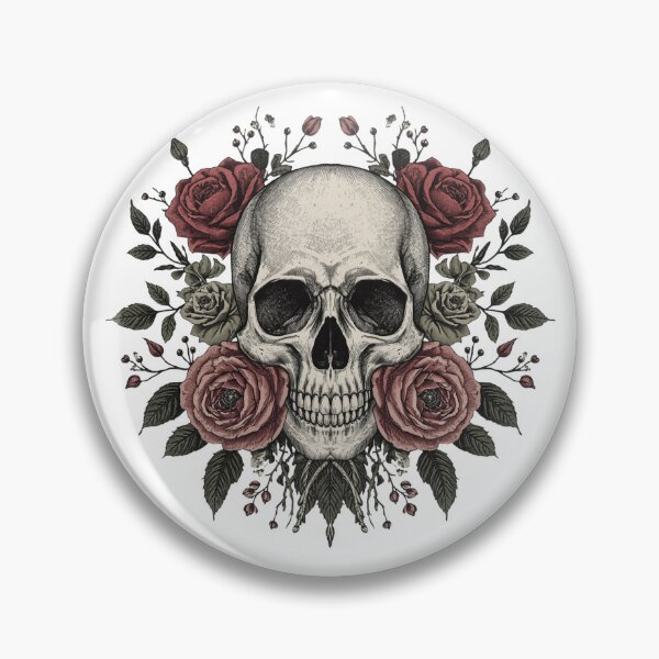 Item preview, Gothic Skull with Roses | Vintage Floral Skeleton Illustration designed and sold by muhammadkhafidh.