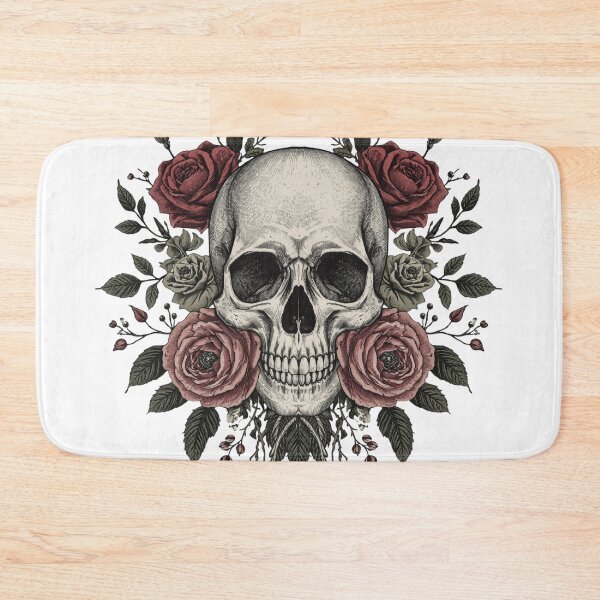 Item preview, Gothic Skull with Roses | Vintage Floral Skeleton Illustration designed and sold by muhammadkhafidh.