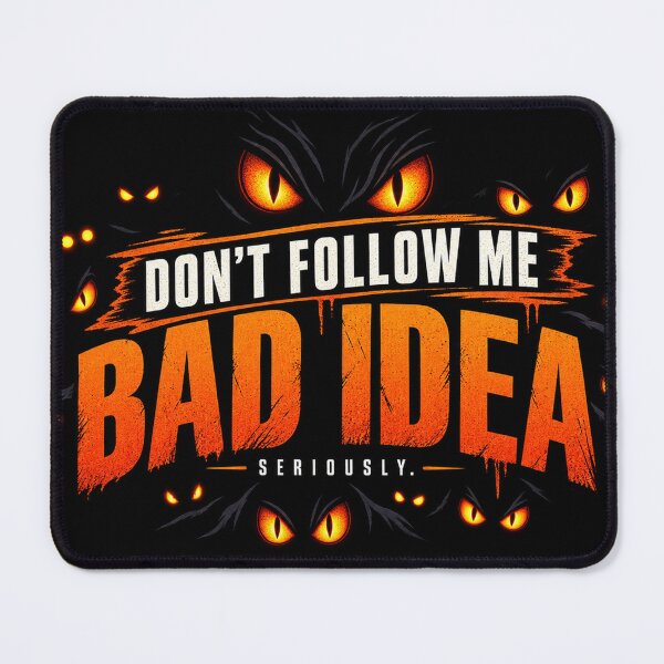 Item preview, Bad Idea Don't Follow Me | Glowing Eyes Dark Humor Graphic | Minimal Gothic Streetwear designed and sold by warlistop.