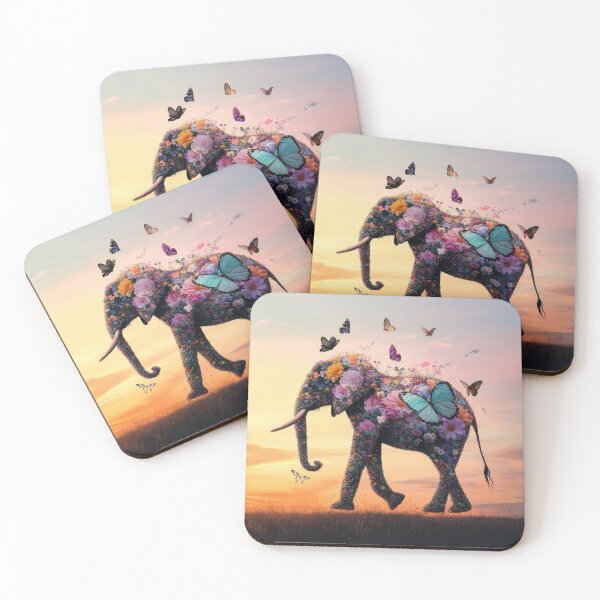 Item preview, Vintage Elephant Silhouette Made of Flowers and Butterflies  designed and sold by Soft Oddity.