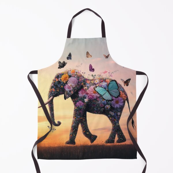 Item preview, Vintage Elephant Silhouette Made of Flowers and Butterflies designed and sold by Soft Oddity.