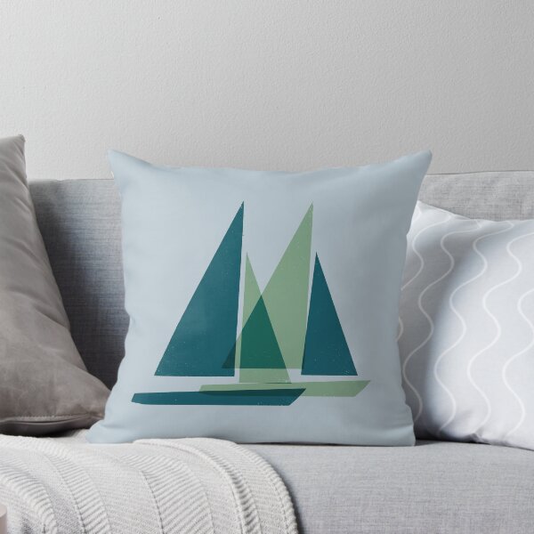Item preview, Abstract Sailboat Minimalist Geometric Coastal Wall Art designed and sold by KiwiRider.