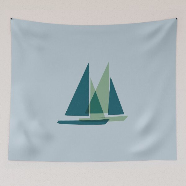Item preview, Abstract Sailboat Minimalist Geometric Coastal Wall Art designed and sold by KiwiRider.