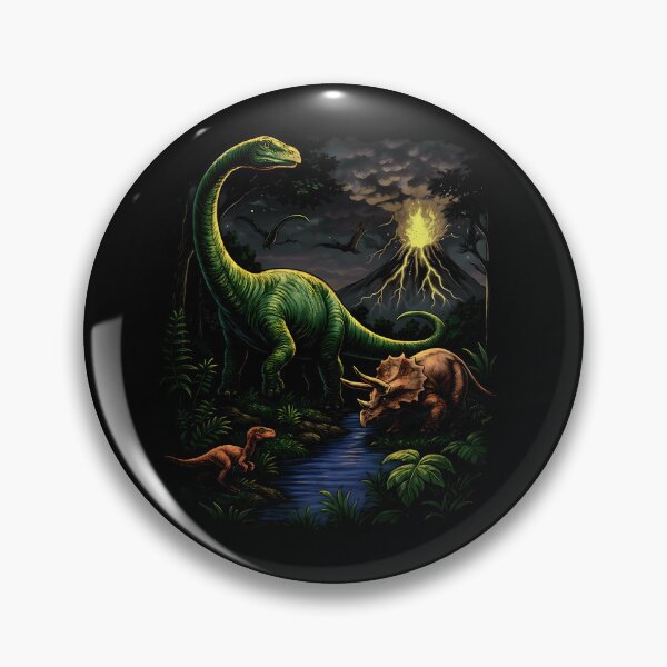 Item preview, Vintage Jurassic Dinosaur Graphic, Retro 90s Prehistoric Art, Triceratops Sauropod Volcano Scene, Nostalgic Dino Gift designed and sold by howsamluca.
