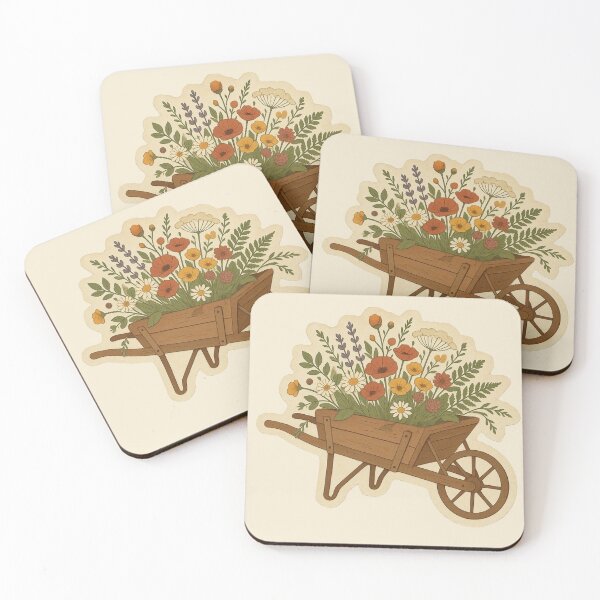 Item preview, Wooden Wheelbarrow Filled With Wildflowers Illustration designed and sold by ITCHAWAWAA.