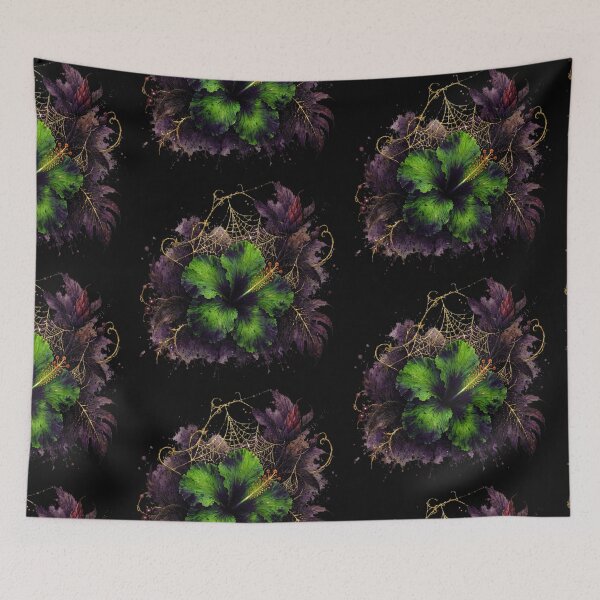 Item preview, Spider Web Hibiscus | Gothic Halloween Botanical Art | Tropical Floral Illustration designed and sold by IamNolmo.