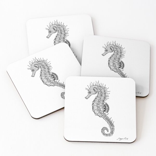 Item preview, Seahorse Illustration - Long Snouted Seahorse inked designed and sold by Magpie Prints.
