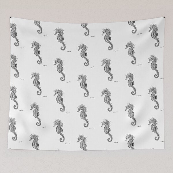 Item preview, Seahorse Illustration - Long Snouted Seahorse inked designed and sold by Magpie Prints.