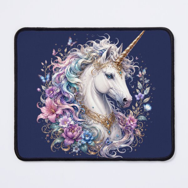 Item preview, Majestic Unicorn - Enchanted Floral Fantasy Art designed and sold by Roberto Triolo.