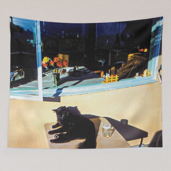 Item preview, 1960s Sunbathing Black Cat by Kitchen Window – Vintage 35mm Slide designed and sold by SiliconValleyUS.