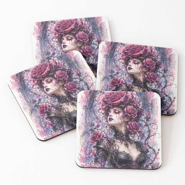 Item preview, Gothic rose personified in watercolor designed and sold by Axokris.