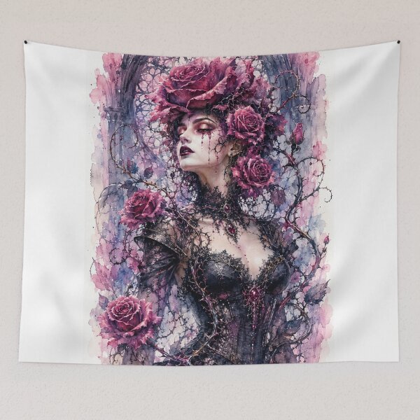 Item preview, Gothic rose personified in watercolor designed and sold by Axokris.