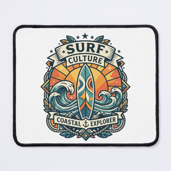 Item preview, Retro Surf Culture Coastal Explorer – Vintage Surfboard Ocean Waves Badge designed and sold by cannsuh.