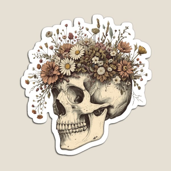 Item preview, Wildflower Skull Illustration | Vintage Botanical Gothic Art designed and sold by muhammadkhafidh.