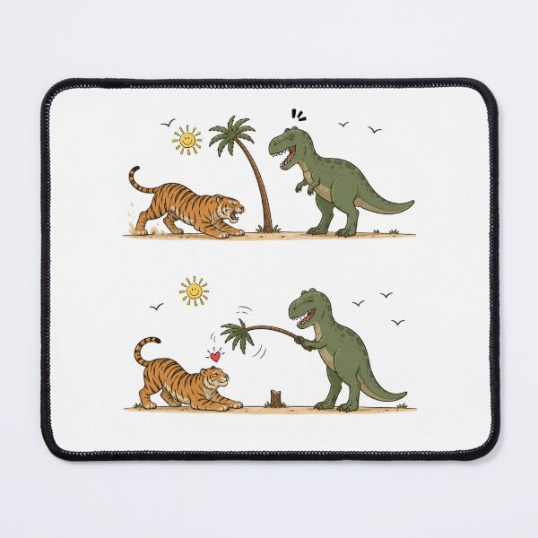 Item preview,  Funny Dinosaur Loves Tiger – Unexpected Prehistoric Romance designed and sold by waikibi ⭐⭐⭐⭐⭐.