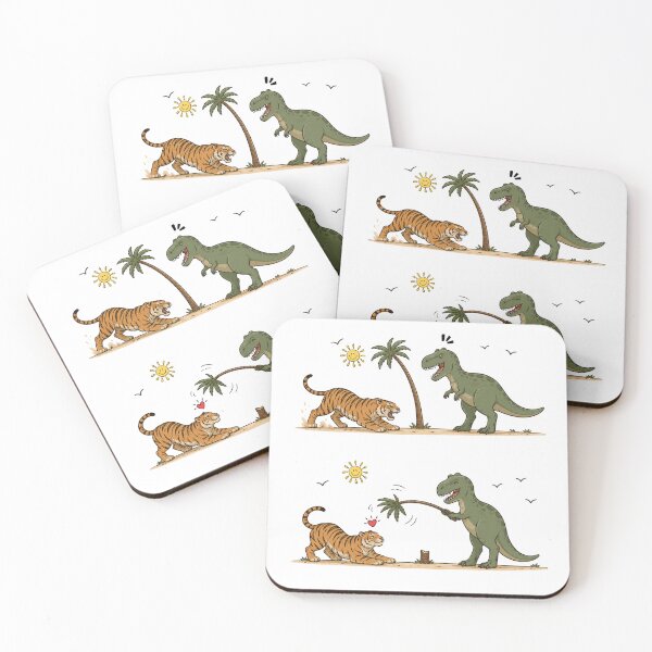 Item preview,  Funny Dinosaur Loves Tiger – Unexpected Prehistoric Romance designed and sold by waikibi ⭐⭐⭐⭐⭐.