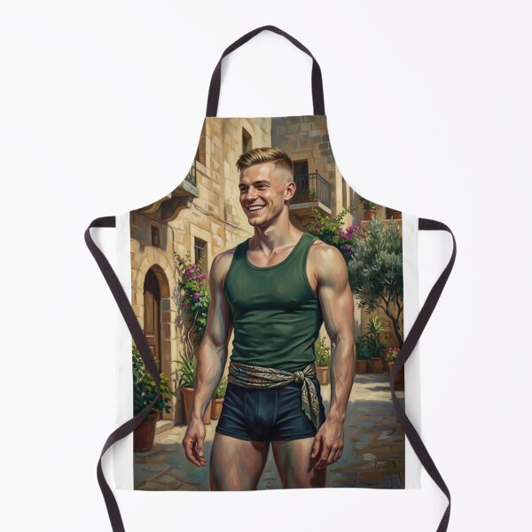 Item preview, MEDITERRANEAN SUMMER: SMILING ATTRACTIVE AND MUSCULAR MAN IN A STONE VILLAGE designed and sold by Curiosiart.