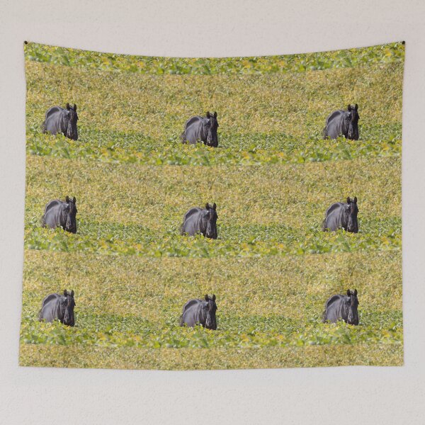 Item preview, Black Arabian in field of yellow designed and sold by Gardenographer.