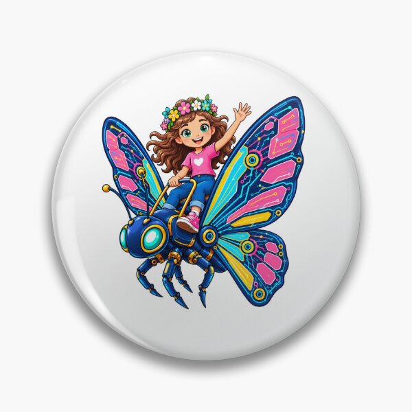 Item preview, Cute Girl Riding a Futuristic Robotic Butterfly designed and sold by Nubian Style.