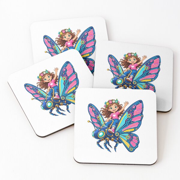 Item preview, Cute Girl Riding a Futuristic Robotic Butterfly designed and sold by Nubian Style.