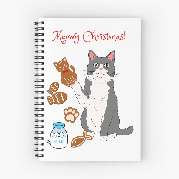 Item preview, Meowy Christmas Gray Cat with Gingerbread Cookies designed and sold by MYCatStuff.