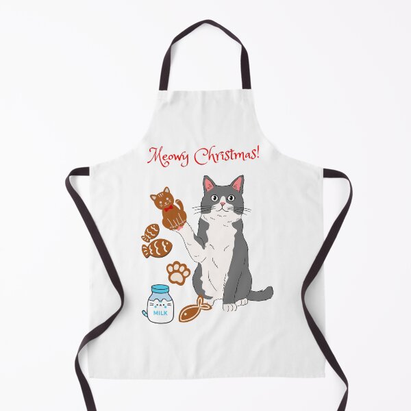 Item preview, Meowy Christmas Gray Cat with Gingerbread Cookies designed and sold by MYCatStuff.