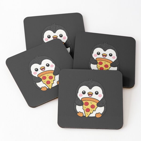 Item preview, Chubby Penguin Holding Pizza Kawaii Embroidery Patch designed and sold by ColorSplash123.