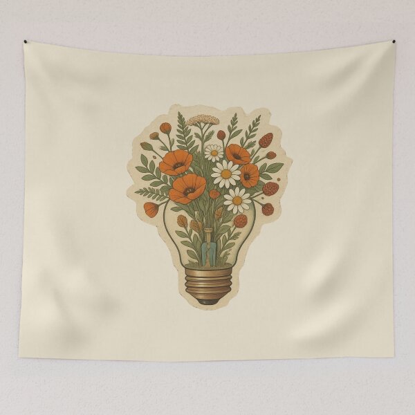 Item preview, Light Bulb Filled With Wildflower Bouquet designed and sold by ITCHAWAWAA.