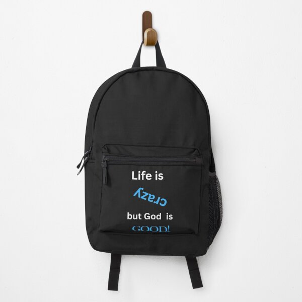 Item preview, Life Is Crazy but God Is Good – Bold Blue Faith Typography Design designed and sold by TetelestaiWeave.