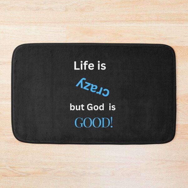 Item preview, Life Is Crazy but God Is Good – Bold Blue Faith Typography Design designed and sold by TetelestaiWeave.
