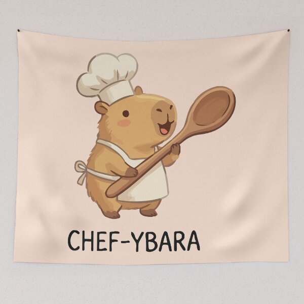 Item preview, Chef-ybara Cute Chef Capybara Wooden Spoon Baking designed and sold by Amir Faysal.