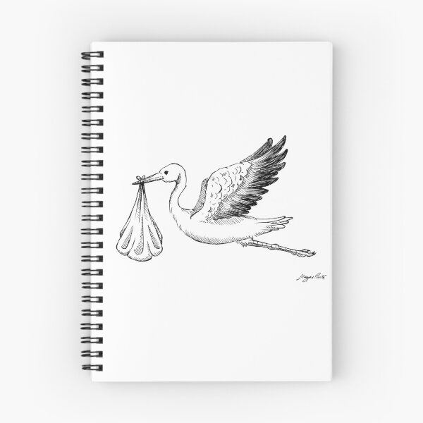 Item preview, Delivery Stork Ink Illustration designed and sold by Magpie Prints.