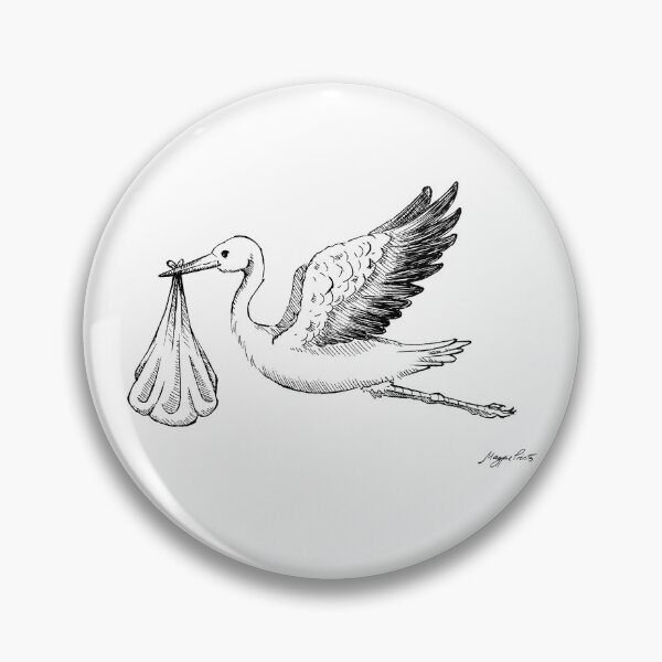 Item preview, Delivery Stork Ink Illustration designed and sold by Magpie Prints.