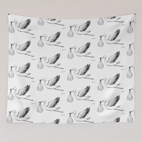 Item preview, Delivery Stork Ink Illustration designed and sold by Magpie Prints.