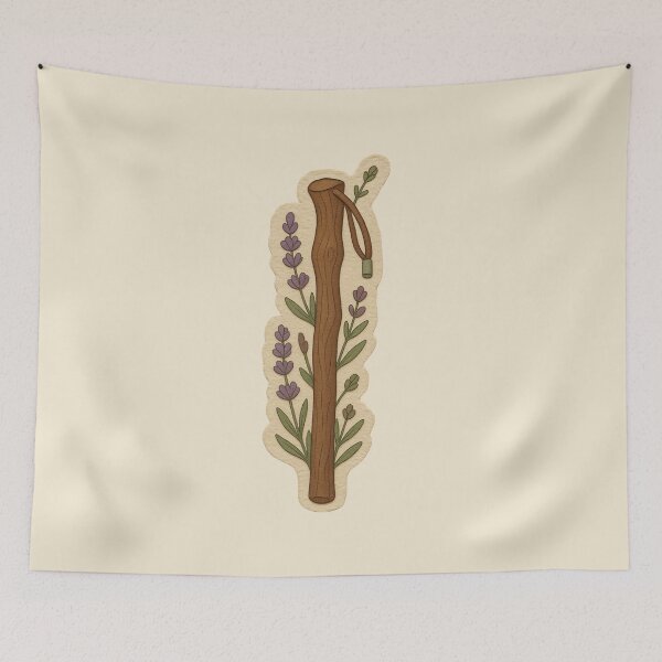 Item preview, Wooden Hiking Stick Decorated With Lavender designed and sold by ITCHAWAWAA.