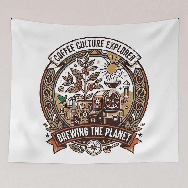 Item preview, Coffee Culture Explorer – Retro Botanical Coffee Roaster Brewing The Planet designed and sold by cannsuh.