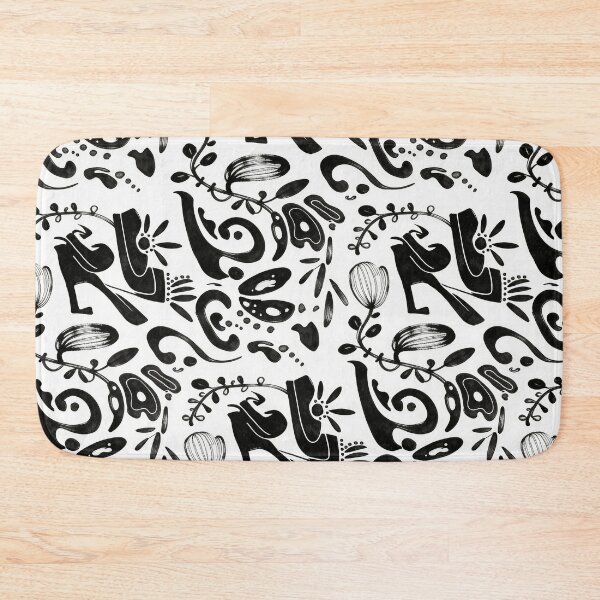 Item preview, Crisp White Whimsical Black Ink Abstract Folk Pattern designed and sold by wissal.studio.