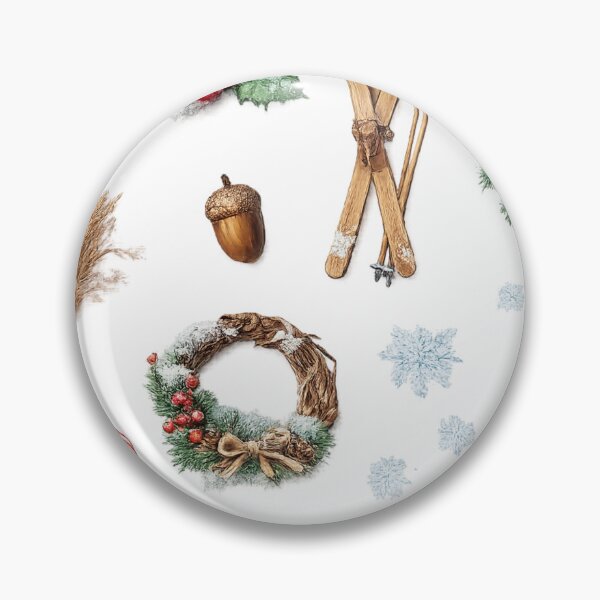 Item preview, Cozy Winter Christmas Pinecone Wooden Skis Vintage Aesthetic designed and sold by Rehnair.