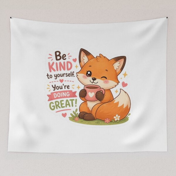 Item preview, Cute Kawaii Fox Be Kind to Yourself Sticker designed and sold by Vegasstickers.