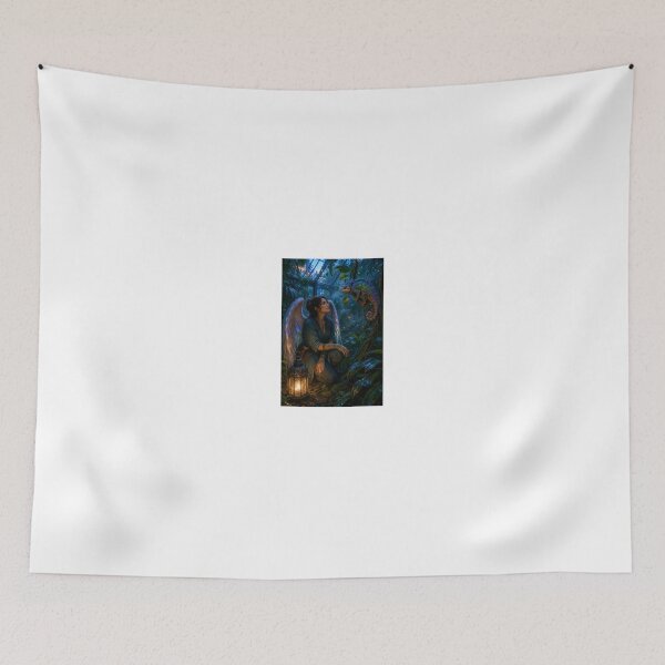 Item preview, Angel watching colorful chameleons in garden designed and sold by CathryneDelamort.