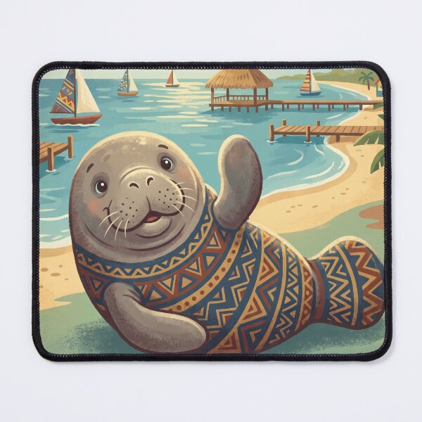 Item preview, Vintage Placencia Manatee Travel Art designed and sold by ZUMERI.