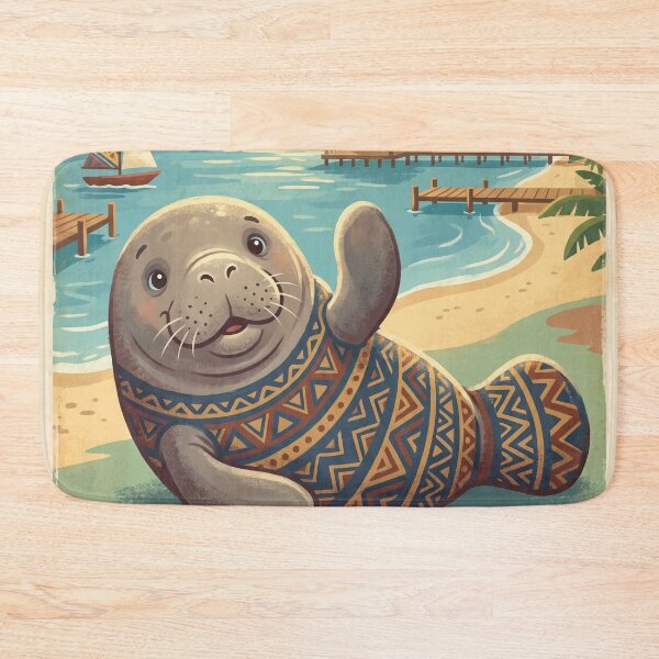 Item preview, Vintage Placencia Manatee Travel Art designed and sold by ZUMERI.