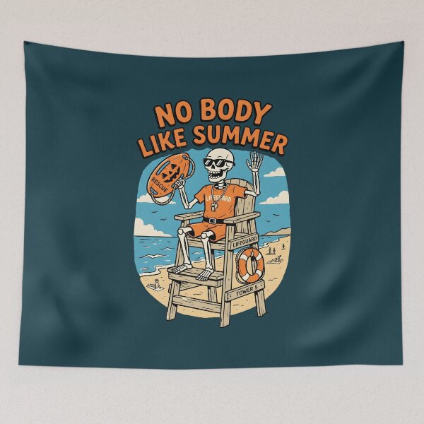 Item preview, "No Body Like Summer" Skeleton Lifeguard Beach Halloween Design designed and sold by Sea Gem.
