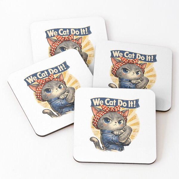 Item preview, Vintage Rosie The Riveter Cat Feminist Pun Graphic designed and sold by Velouria Universe.