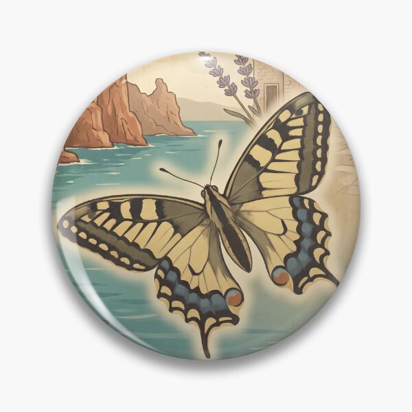 Item preview, Vintage Hvar Island Swallowtail Butterfly Travel Art designed and sold by ZUMERI.