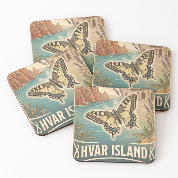 Item preview, Vintage Hvar Island Swallowtail Butterfly Travel Art designed and sold by ZUMERI.
