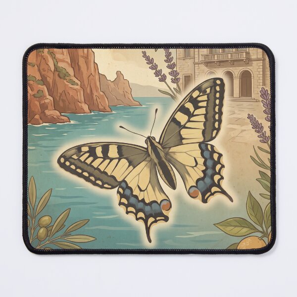 Item preview, Vintage Hvar Island Swallowtail Butterfly Travel Art designed and sold by ZUMERI.